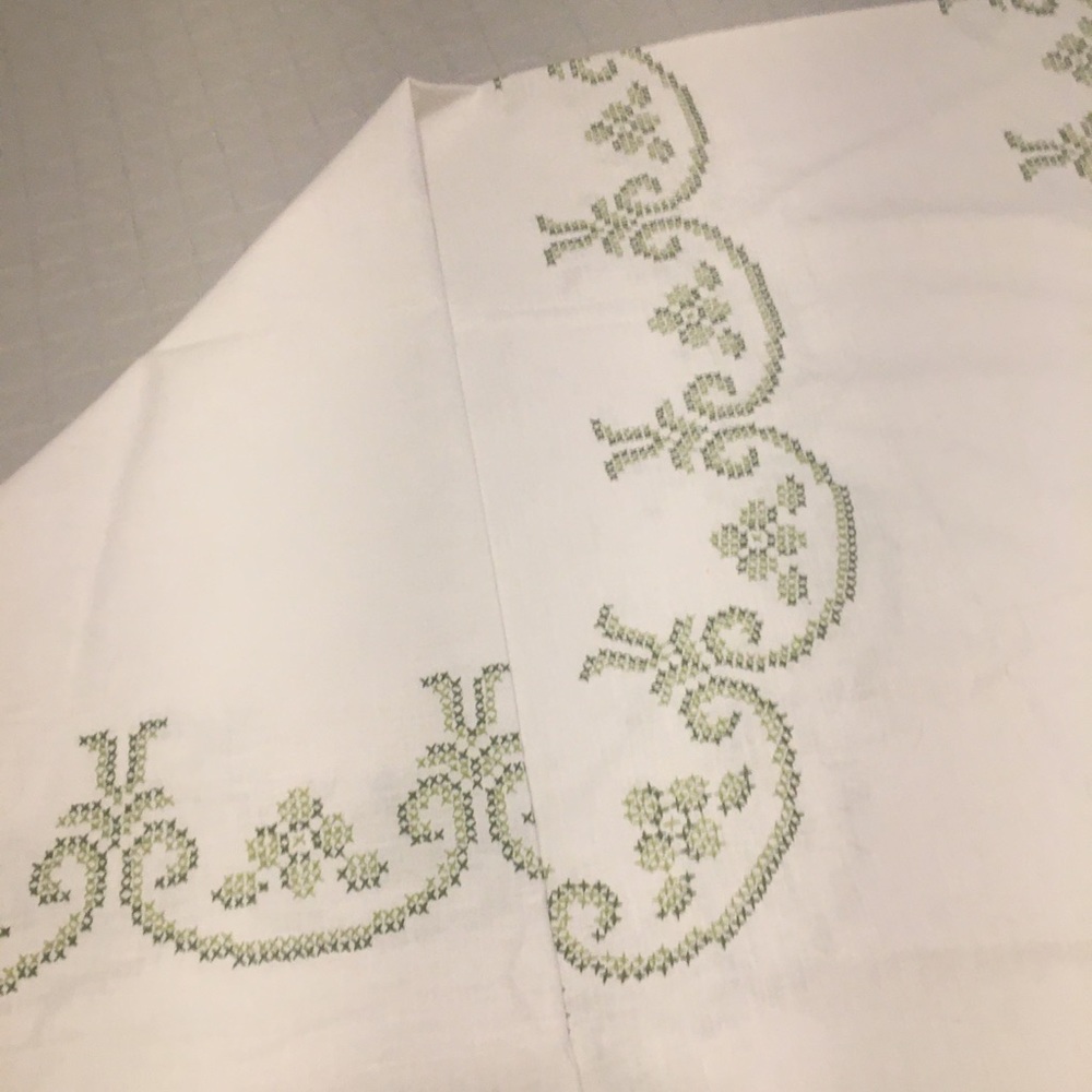 Needle Point , table cloth, hand done , 56x90”